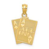 Image of 14K Yellow Gold Ace Of Hearts & Ace Of Spade All In! Cards Pendant