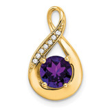Image of 14K Yellow Gold Amethyst & Diamond Pendant PM7056-AM-003-YA