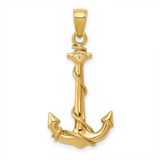 Image of 14K Yellow Gold Anchor w/ Rope Pendant K3091