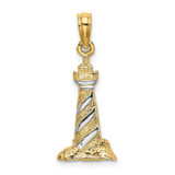 Image of 14K Yellow Gold and Rhodium 3-D Cape Hatteras Lighthouse Pendant