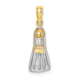 Image of 14K Yellow Gold and Rhodium 3-D Scuba Flipper Pendant