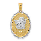 Image of 14K Yellow Gold and Rhodium Angel Pendant C3972