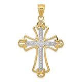 Image of 14K Yellow Gold and Rhodium Budded Cross Pendant