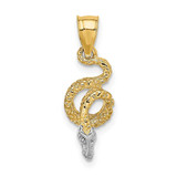 Image of 14K Yellow Gold and Rhodium Coiled Snake Pendant