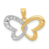 Image of 14K Yellow Gold and Rhodium Plated Shiny-Cut Butterfly Pendant