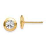 Image of 8mm 14K Yellow Gold and Rhodium Polished & Shiny-Cut Stud Post Earrings LE619
