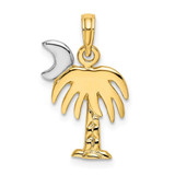 Image of 14K Yellow Gold and Rhodium Polished Charleston Palm Tree Pendant