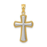 Image of 14K Yellow Gold and Rhodium Polished Cross Pendant K5446
