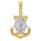 Image of 14K Yellow Gold and Rhodium Polished Mariners Crucifix Pendant K6331