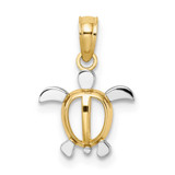 Image of 14K Yellow Gold and Rhodium Sea Turtle Pendant