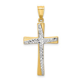 Image of 14K Yellow Gold and Rhodium Shiny-Cut Cross Pendant K4321