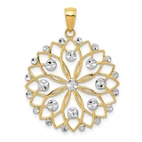Image of 14K Yellow Gold and Rhodium Shiny-Cut Flower Pendant