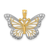 Image of 14K Yellow Gold and Rhodium Shiny-Cut Polished Open Butterfly Pendant