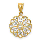 Image of 14K Yellow Gold and Rhodium Shiny-Cut Round Pendant