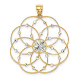Image of 14K Yellow Gold and Rhodium Shiny-Cut Spiral Circle Pendant