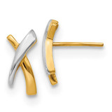 Image of 13mm 14K Yellow Gold and Rhodium X Stud Post Earrings