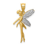 Image of 14k Yellow Gold and White Rhodium Shiny-Cut Fairy Pendant