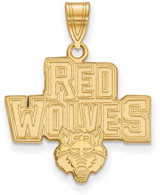 Image of 14K Yellow Gold Arkansas State University Large Pendant by LogoArt (4Y006ASU)