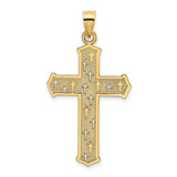 Image of 14K Yellow Gold Arrow Tip Cross w/ Cross Accents Pendant