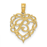 Image of 14K Yellow Gold B Script Initial In Heart Pendant