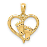 Image of 14K Yellow Gold Baby Feet In A Heart Pendant