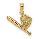 Image of 14K Yellow Gold Baseball, Bat & Glove Pendant