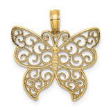 Image of 14K Yellow Gold Beaded Filigree Small Butterfly Pendant