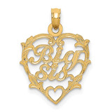 Image of 14K Yellow Gold Big Sis In Heart Pendant