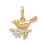 Image of 14k Yellow Gold Bird on a Branch CZ Pendant
