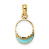 Image of 14K Yellow Gold Blue Enameled Beach Sun Visor Pendant