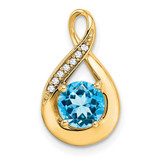 Image of 14K Yellow Gold Blue Topaz & Diamond Pendant PM7056-BT-003-YA