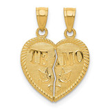Image of 14K Yellow Gold Break Apart Shiny-Cut Te Amo Heart Pendant