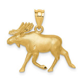 Image of 14k Yellow Gold Brushed & Shiny-cut Alaskan Moose Pendant