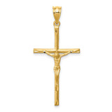 Image of 14k Yellow Gold Brushed & Shiny-cut Crucifix Cross Pendant
