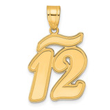 Image of 14K Yellow Gold Brushed Border Script Number 12 Pendant