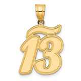 Image of 14K Yellow Gold Brushed Border Script Number 13 Pendant