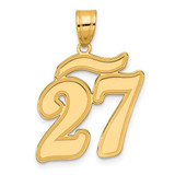 Image of 14K Yellow Gold Brushed Border Script Number 27 Pendant