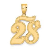Image of 14K Yellow Gold Brushed Border Script Number 28 Pendant