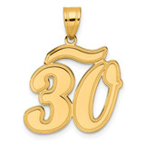 Image of 14K Yellow Gold Brushed Border Script Number 30 Pendant