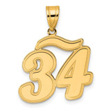 Image of 14K Yellow Gold Brushed Border Script Number 34 Pendant