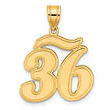 Image of 14K Yellow Gold Brushed Border Script Number 36 Pendant