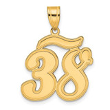 Image of 14K Yellow Gold Brushed Border Script Number 38 Pendant