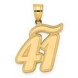 Image of 14K Yellow Gold Brushed Border Script Number 41 Pendant