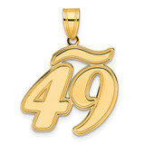 Image of 14K Yellow Gold Brushed Border Script Number 49 Pendant