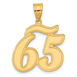 Image of 14K Yellow Gold Brushed Border Script Number 65 Pendant
