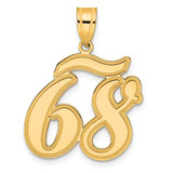 Image of 14K Yellow Gold Brushed Border Script Number 68 Pendant
