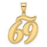Image of 14K Yellow Gold Brushed Border Script Number 69 Pendant