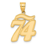 Image of 14K Yellow Gold Brushed Border Script Number 74 Pendant