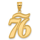 Image of 14K Yellow Gold Brushed Border Script Number 76 Pendant