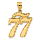 Image of 14K Yellow Gold Brushed Border Script Number 77 Pendant